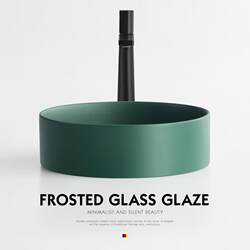 Nordic Countertop Round Washbasin Dark Green Black Matte Ceramic Basin Bathroom Washbasin Single Basin Small Size Nordic Countertop Round Washbasin Dark Green Black Matte Ceramic Basin Bathroom Washbasin Single Basin Small Size