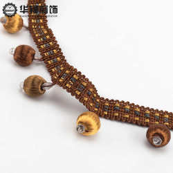 4.5 cm curtain bead lace three-color silk small wooden bead window curtain splicing accessories decorative lace 4.5 cm curtain bead lace three-color silk small wooden bead window curtain splicing accessories decorative lace