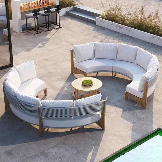 Outdoor teak rattan sofa North American modern leisure courtyard garden villa balcony garden solid wood combination furniture
Outdoor teak rattan sofa North American modern leisure courtyard garden villa balcony garden solid wood combination furniture