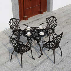Balcony table and chair three-piece set European style casual cast aluminum small coffee table outdoor courtyard garden terrace modern simple combination Balcony table and chair three-piece set European style casual cast aluminum small coffee table outdoor courtyard garden terrace modern simple combination