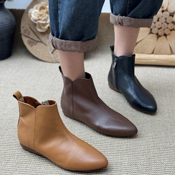 Handmade leather short boots for women plus velvet thickened retro casual short tube for women Chelsea boots toe layer cowhide fashion boots
Handmade leather short boots for women plus velvet thickened retro casual short tube for women Chelsea boots toe layer cowhide fashion boots