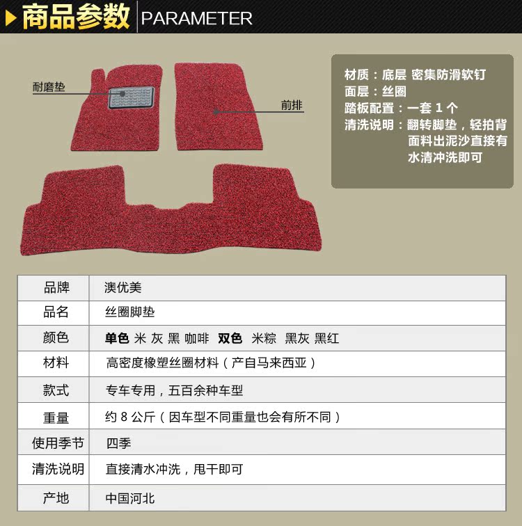 江淮系列专用 汽车加厚丝圈脚垫同悦 和悦rs三厢 瑞鹰瑞风高清图片