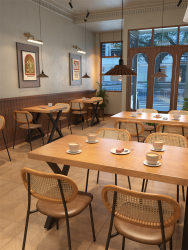 American-Style Solid Wood Rectangular Table, Western Restaurant Snack Bar Solid Wood Dining Table, Retro Coffee Shop Leisure Table and Chair Set American-Style Solid Wood Rectangular Table, Western Restaurant Snack Bar Solid Wood Dining Table, Retro Coffee Shop Leisure Table and Chair Set