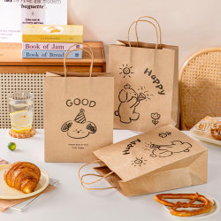 Kraft Paper Bag Baking Bread Packaging Bag Food-Grade Tote Gift Bag Ins Style Thickened Storage Takeaway Packaging Bag Kraft Paper Bag Baking Bread Packaging Bag Food-Grade Tote Gift Bag Ins Style Thickened Storage Takeaway Packaging Bag