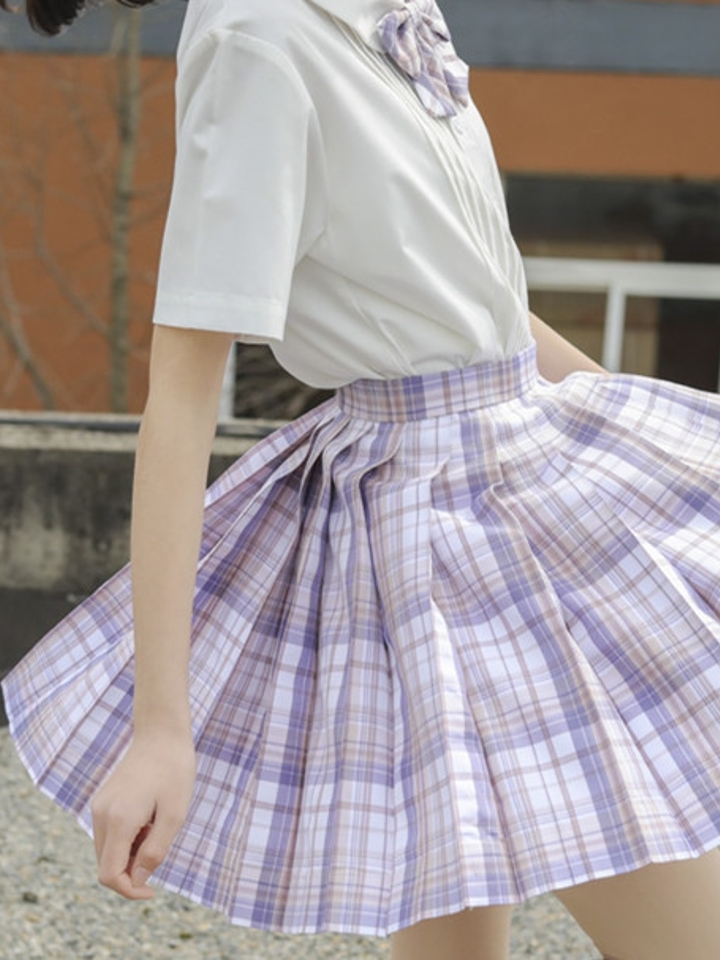 黛女子高校生 格子高腰半身裙 黛女子高校生 格子高腰半身裙