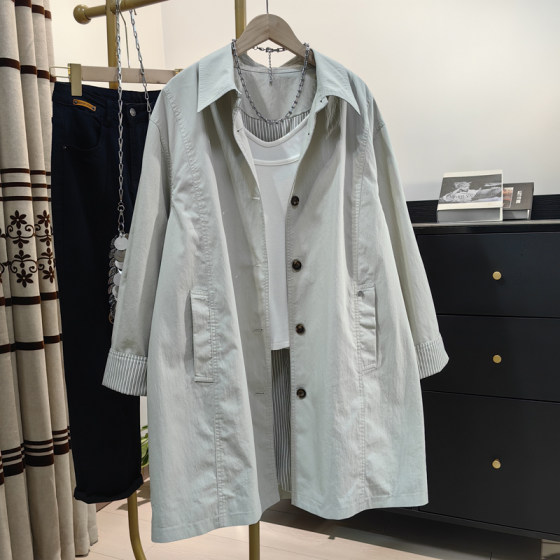 Trench coat for women's mid-length Korean casual loose coat 2025 spring new boyfriend style high-end work jacket Trench coat for women's mid-length Korean casual loose coat 2025 spring new boyfriend style high-end work jacket