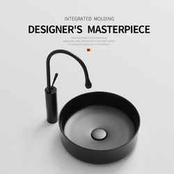 Scandinavian Balcony Small Size Countertop Basin Household Round Mini Washbasin Black Ceramic Bathroom Washbasin Scandinavian Balcony Small Size Countertop Basin Household Round Mini Washbasin Black Ceramic Bathroom Washbasin