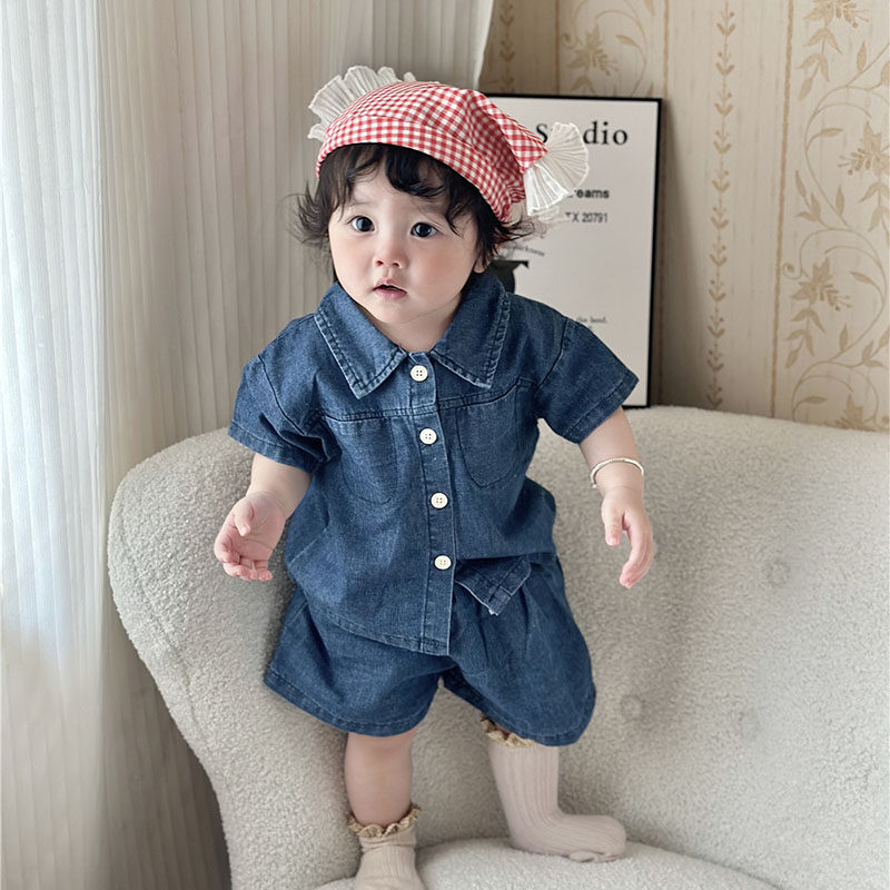 Denim Shirt Baby Boy Blue Button Up Shirt Baby Boys Girls Summer