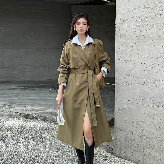 Light cloth raised and extended Samei British style retro lace-up waist lapel mid-length windbreaker jacket for women
Light cloth raised and extended Samei British style retro lace-up waist lapel mid-length windbreaker jacket for women