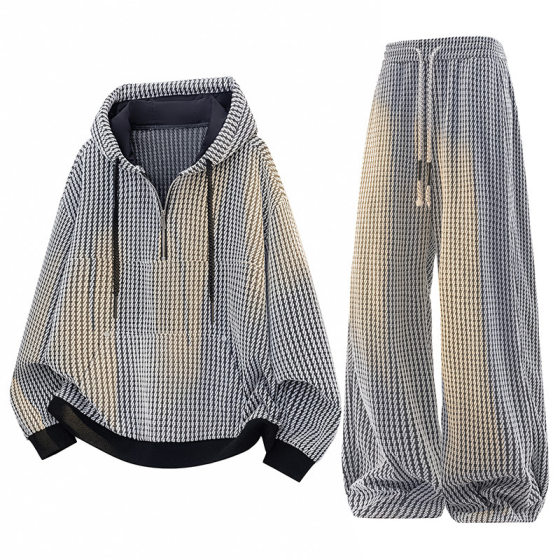 Large size houndstooth sports suit men and women's autumn and winter simple loose fashionable light luxury sweatshirt casual pants
Large size houndstooth sports suit men and women's autumn and winter simple loose fashionable light luxury sweatshirt casual pants