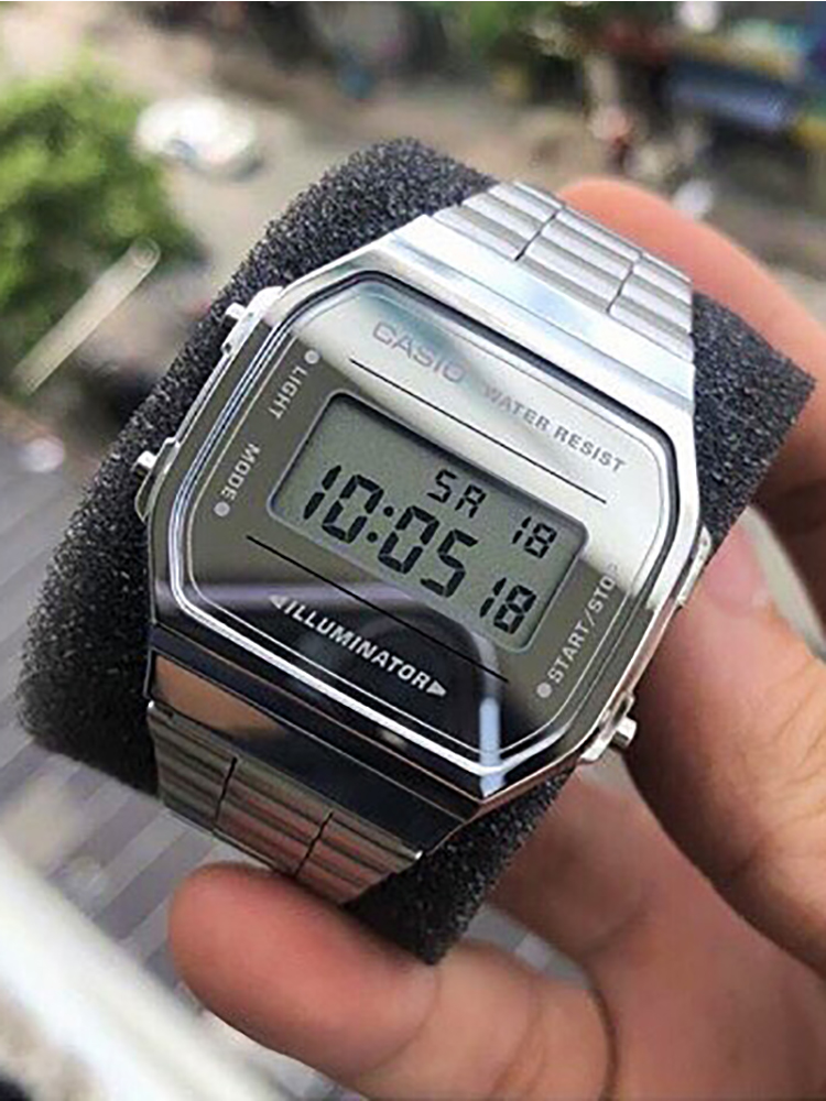 Casio A168WEM-7D Retro Digital Watch - Gold & Silver
