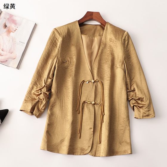 409678 Autumn acetate jacket for women, Chinese style mid-length nine-point sleeve V-neck 50
409678 Autumn acetate jacket for women, Chinese style mid-length nine-point sleeve V-neck 50
