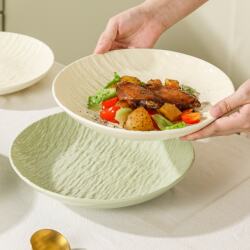 French-Style Cream-Colored Deep Plate, Light Luxury Household Ceramic Plate, Underglaze Color Tableware, High-End Feel, High-Temperature Resistant Dinner Plate French-Style Cream-Colored Deep Plate, Light Luxury Household Ceramic Plate, Underglaze Color Tableware, High-End Feel, High-Temperature Resistant Dinner Plate