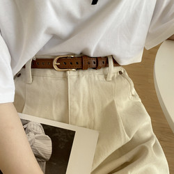 Korean New Vintage Gold Buckle Thin Belt Full Perforated Women's Korean Style Belt Student Full Perforated Belt Korean New Vintage Gold Buckle Thin Belt Full Perforated Women's Korean Style Belt Student Full Perforated Belt