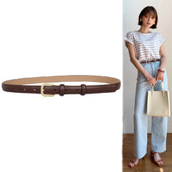 Ms. Niu Yongzhen's Belt 2025 New Model Soft Cowhide No-Punch Belt for Students Jeans Genuine Leather Coffee Color Brown Ms. Niu Yongzhen's Belt 2025 New Model Soft Cowhide No-Punch Belt for Students Jeans Genuine Leather Coffee Color Brown