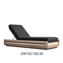 Factory custom-made waterproof Nordic deck chair teak leisure style garden open-air balcony removable and washable outdoor pool bed Factory custom-made waterproof Nordic deck chair teak leisure style garden open-air balcony removable and washable outdoor pool bed