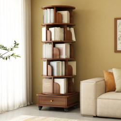 Bookshelf Floor-Standing Living Room Integrated Wall-Mounted Movable Corner Storage Rack Student Home 360-Degree Rotating Bookcase Bookshelf Floor-Standing Living Room Integrated Wall-Mounted Movable Corner Storage Rack Student Home 360-Degree Rotating Bookcase