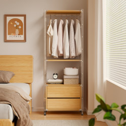 Wardrobe For Home Bedroom Storage Cabinet Small Apartment Simple Coat Rack with Drawer Open Multi-function Wardrobe Wardrobe For Home Bedroom Storage Cabinet Small Apartment Simple Coat Rack with Drawer Open Multi-function Wardrobe