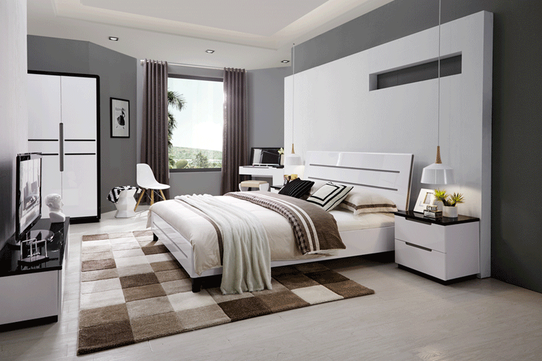 林氏木业简约现代床头柜卧室 小户型储物床头橱二斗柜