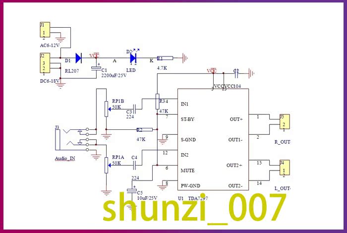 Tda7297 схема включения