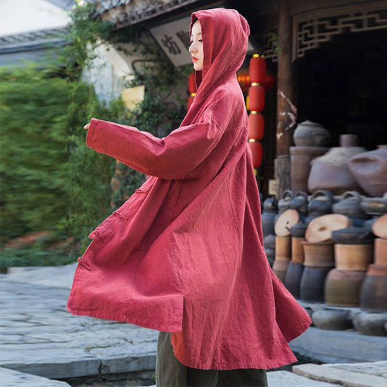 Women's autumn new style national style trench coat, retro literary hooded jacket, loose jacket, mid-length style, outer cover
Women's autumn new style national style trench coat, retro literary hooded jacket, loose jacket, mid-length style, outer cover