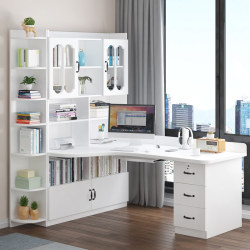 Solid Wood Corner Desk Bookshelf Combination Computer Desktop Table Bookcase Integrated Home Student Bedroom Corner Study Table Solid Wood Corner Desk Bookshelf Combination Computer Desktop Table Bookcase Integrated Home Student Bedroom Corner Study Table