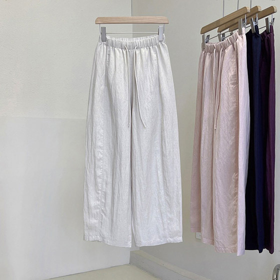 Tencel Linen Laiser drooping casual pants summer comfortable elastic high waist slimming nine-point harem pants cool pants for women Tencel Linen Laiser drooping casual pants summer comfortable elastic high waist slimming nine-point harem pants cool pants for women