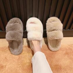 Women's warm furry slippers casual slip-ons Women's warm furry slippers casual slip-ons
