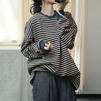 Retro Harajuku Wind Bar Round Circular Women's Autumn and Winter Character Character Characters Thick Bottom Shirt Casual Permanent Clothing Tide
 Retro Harajuku Wind Bar Round Circular Women's Autumn and Winter Character Character Characters Thick Bottom Shirt Casual Permanent Clothing Tide