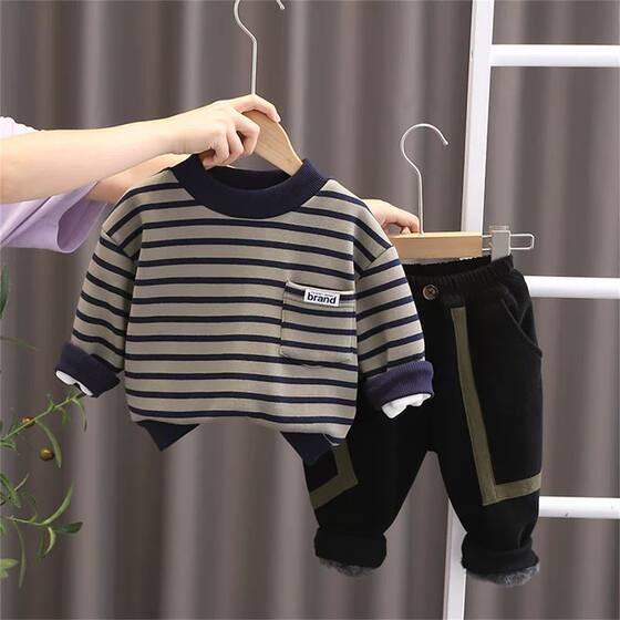 Boys and girls autumn and winter suit plus velvet sweatshirt 2025 new fashionable street thickened baby jacket pants 
Boys and girls autumn and winter suit plus velvet sweatshirt 2025 new fashionable street thickened baby jacket pants