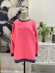 Fluorescent pink air layer loose American large size sweatshirt dress Fluorescent pink air layer loose American large size sweatshirt dress