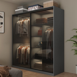 Light Luxury Glass Door Wardrobe Sliding Door Bedroom Simple Modern Trendy Walk-In Closet Storage Cabinet Sliding Door Wardrobe Light Luxury Glass Door Wardrobe Sliding Door Bedroom Simple Modern Trendy Walk-In Closet Storage Cabinet Sliding Door Wardrobe