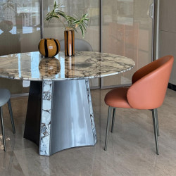 Large flat light color natural marble dining table Large flat light color natural marble dining table