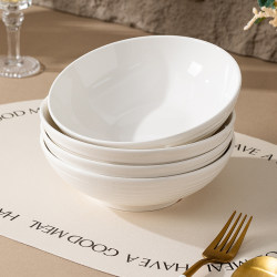 Pure White Plate, Household Ceramic Deep Round Plate, Simple Tableware, Deep Dish for Stir-Frying, Creative Soup Plate, Dish Pure White Plate, Household Ceramic Deep Round Plate, Simple Tableware, Deep Dish for Stir-Frying, Creative Soup Plate, Dish