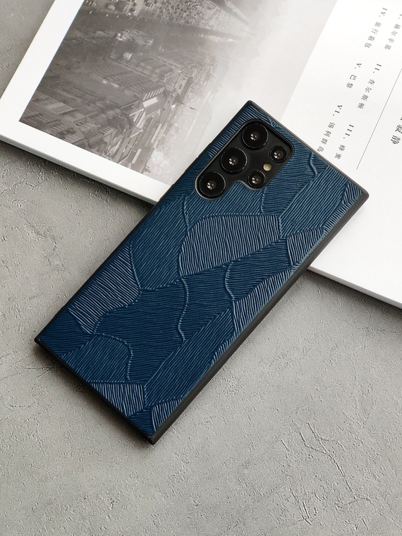 Embossed Pattern Genuine Leather S24, S24 Plus, S24 Ultra Samsung Phone Case