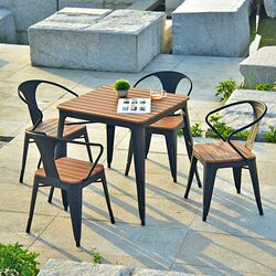 Plastic Wood Table and Chair Set, Anti-Corrosion Wood Balcony Table and Chairs, Outdoor Leisure Villa, Coffee and Milk Tea Shop Courtyard Waterproof Plastic Wood Table and Chair Set, Anti-Corrosion Wood Balcony Table and Chairs, Outdoor Leisure Villa, Coffee and Milk Tea Shop Courtyard Waterproof