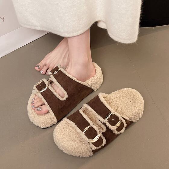 Thick-soled Birken Fur Slippers for women wearing 2025 new autumn and winter internet celebrity flip flops furry home cotton slippers
Thick-soled Birken Fur Slippers for women wearing 2025 new autumn and winter internet celebrity flip flops furry home cotton slippers