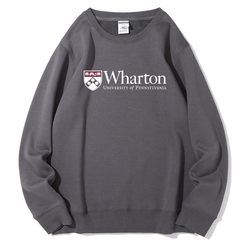 Wharton School Crewneck Sweatshirt Wharton Souvenir International Student American Simple Pullover Jacket Spring and Autumn Style Wharton School Crewneck Sweatshirt Wharton Souvenir International Student American Simple Pullover Jacket Spring and Autumn Style