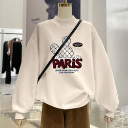 Pullover mid-length half turtleneck loose student Pullover mid-length half turtleneck loose student