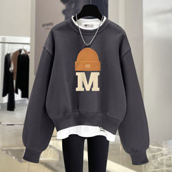 Letter hooded loose long sleeve crew neck Letter hooded loose long sleeve crew neck