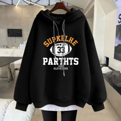 Loose mid-length hooded sweatshirt fake two pieces Loose mid-length hooded sweatshirt fake two pieces
