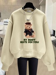Loose crew neck sweatshirt with bear letters Loose crew neck sweatshirt with bear letters