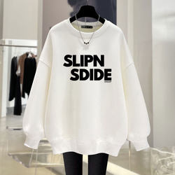 Round neck pullover mid length letter loose Round neck pullover mid length letter loose