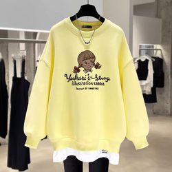 Fake mid-length round neck sweatshirt with letters Fake mid-length round neck sweatshirt with letters