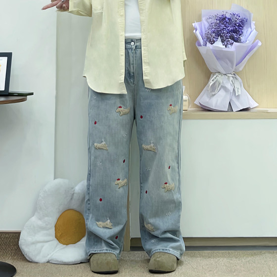 300*0.5kg fat mm large size American retro cartoon dachshund dog embroidered wide-leg jeans women's loose slim pants
300*0.5kg fat mm large size American retro cartoon dachshund dog embroidered wide-leg jeans women's loose slim pants