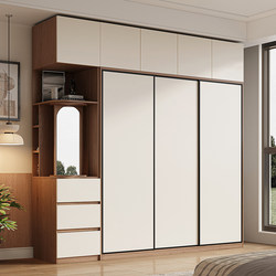 Nordic Retro Sliding Door Wardrobe, Smooth Door, Small Apartment Cabinet, Enf Grade European Pine Board Finished Combination Wardrobe Nordic Retro Sliding Door Wardrobe, Smooth Door, Small Apartment Cabinet, Enf Grade European Pine Board Finished Combination Wardrobe