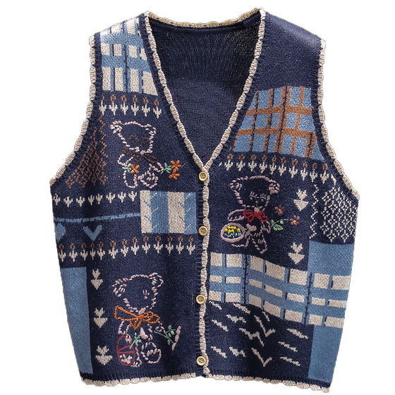 V-neck knitted cardigan vest vest women 2025 autumn and winter new loose outer wear horse clip outer wear sweater vest trendy
V-neck knitted cardigan vest vest women 2025 autumn and winter new loose outer wear horse clip outer wear sweater vest trendy