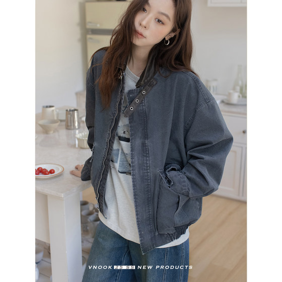 VNOOK retro casual wash water old cotton-sensing work jacket loose and handsome new leather collar denim jacket for women
VNOOK retro casual wash water old cotton-sensing work jacket loose and handsome new leather collar denim jacket for women