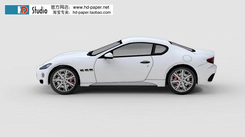 玛莎拉蒂gt跑车纸模型/hd原创3d汽车纸模型/非成品轿车拼装1:18