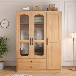 Nordic Japanese-Style Solid Wood Wardrobe with Two Doors or Three Doors for Home Use in the Bedroom, Glass Door, Large Capacity, Large Wardrobe, Hanging Wardrobe, Storage Nordic Japanese-Style Solid Wood Wardrobe with Two Doors or Three Doors for Home Use in the Bedroom, Glass Door, Large Capacity, Large Wardrobe, Hanging Wardrobe, Storage